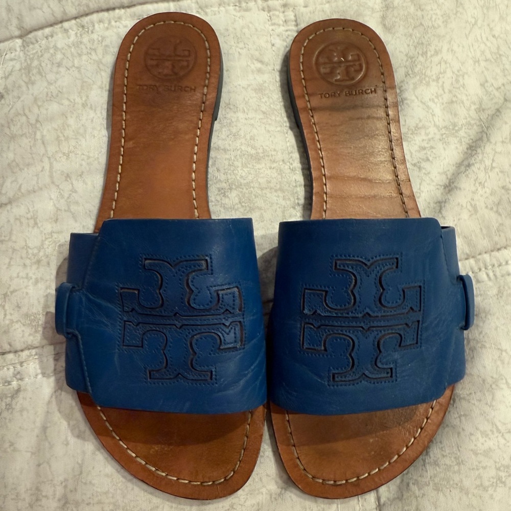 Tory Burch Royal Blue Leather Sandals